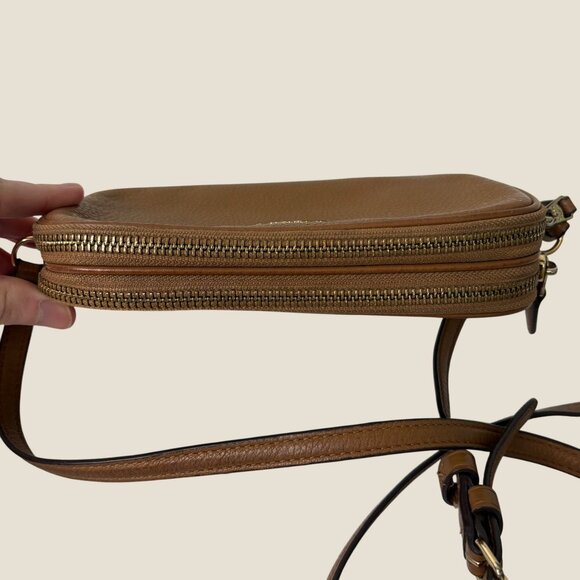 Coach F30259 Mini Brown Pebbled Leather Crossbody Double Pocket Purse With Adjus - Picture 7 of 12